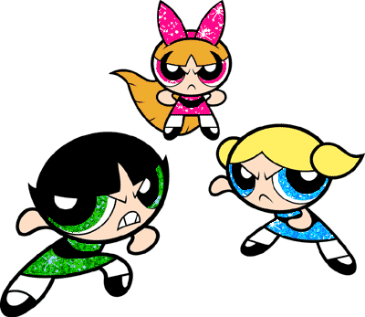 Girl Cartoons on Glitters123 Com Cartoons Power Puff Girls Three Super Powered Girls