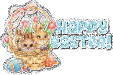 Rabbits In Basket - Happy Easter