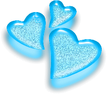 Glittering Three Blue Hearts