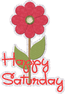 Happy Saturday Red Flower Glitter Image