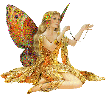 Golden Butterfly Fairy With Golden Necklace Glitter Image