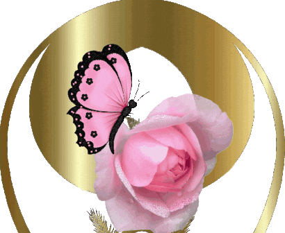 Pretty Butterfly With Glittering Pink Rose
