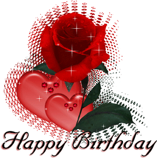 Rose And Heart Glitter - Happy Birthday