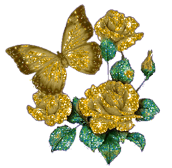 Golden Roses And Butterfly