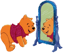 Winnie In Front Of Mirror