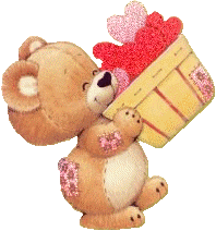 Cute Bear With Basket Of Hearts