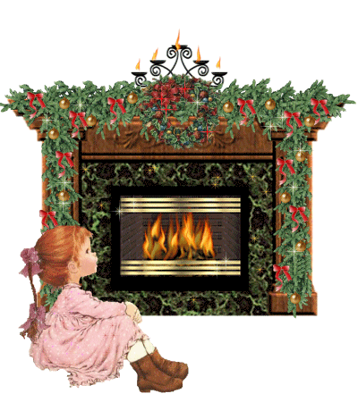 Cute Girl And Fireplace