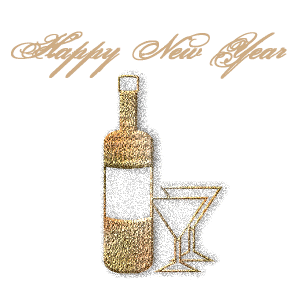 Glittering Bottle Of Wine - Happy New Year