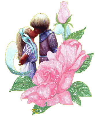 Kiss Behind Lovely Flowers