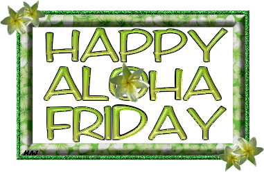 Happy Aloha Friday Green Glitter