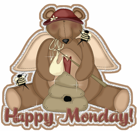 Happy Monday Teddy Bear Glitter
