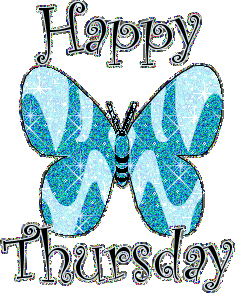 Happy Thursday Blue Butterfly Graphic