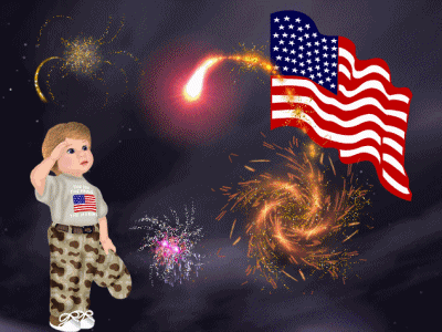 Boy Saluting To Flag Of America