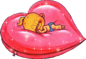 Cute Baby Sleeping On Shining Heart