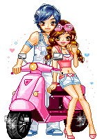 Boy And Girl On The Scooter Glitter Image
