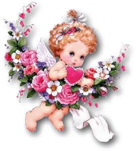 Baby Angel Girl With Shining Flowers