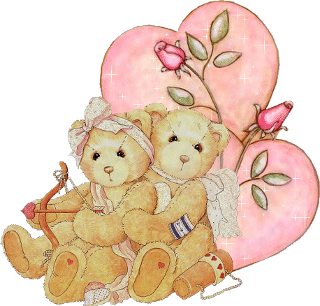 Cute Couple Of Teddy Bear With Shining Heart