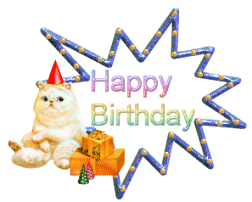 Happy Birthday Glitter Cute Cat Image