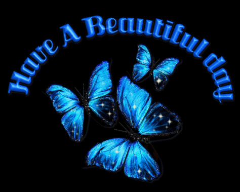 Have A Beautiful Day With Blue Glowing Butterfly Image