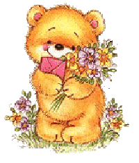 Moving Bear With Letter And Flower Image