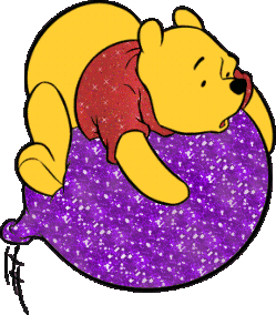 Pooh On The Purple Glittering Balloon