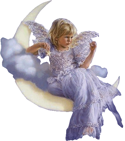 Small Angel  Sitting On Moon