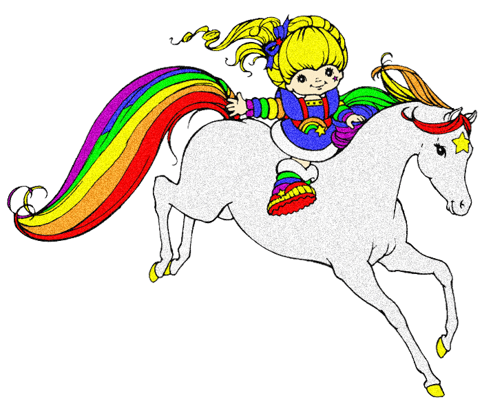 Cute Baby On The Horse With Rainbow Colors