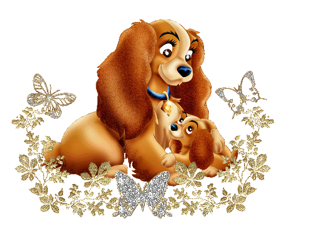 Cute Disney Dogs With Butterfly Glitter