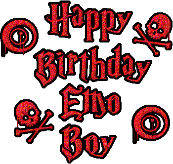 Happy Birthday Emo Boy Red Graphic