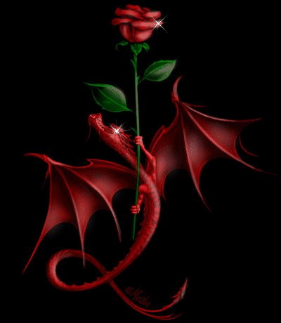 Red Dragon With Rose Graphic