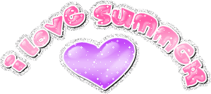I Love Summer Purple Heart Glitter
