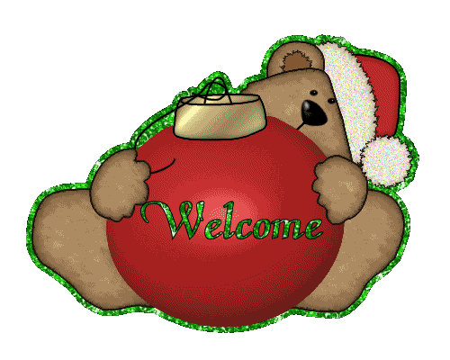 Welcome Teddy Bear Glitter Image