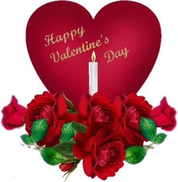 Happy Valentine's Day Candle Roses Graphic