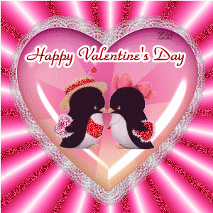 Happy Valentines Day Penguine Glitter