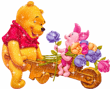 Pooh And Piglet With Flowers